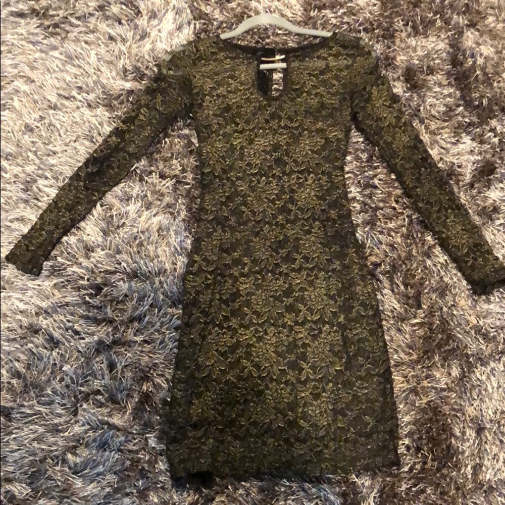 Black and gold lace dress